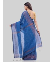 DESH BIDESH Women`s Bengal Cotton Silk Pure Handloom Cotton Saree Kohinoor Work With Blouse Piece(Light Blue)